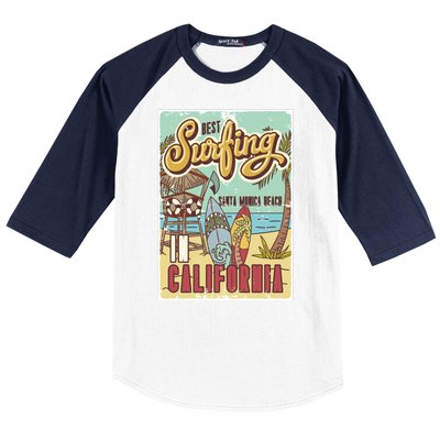 Santa Monica Beach California Baseball Sleeve Shirt