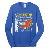 Supporting My Brother Colorful Puzzle Autism Awareness Gift Tall Long Sleeve T-Shirt