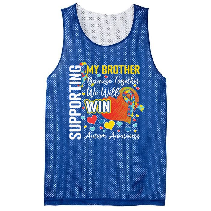 Supporting My Brother Colorful Puzzle Autism Awareness Gift Mesh Reversible Basketball Jersey Tank