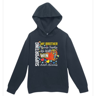 Supporting My Brother Colorful Puzzle Autism Awareness Gift Urban Pullover Hoodie