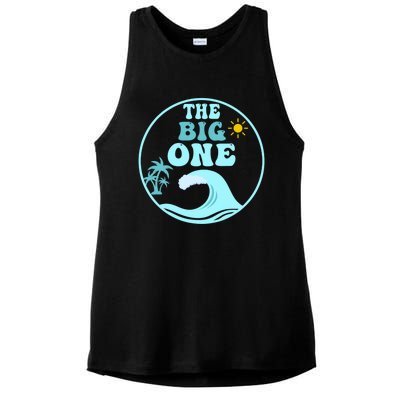 Surf Matching Birthday The Big One 1st Birthday Family Ladies PosiCharge Tri-Blend Wicking Tank