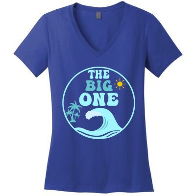 Surf Matching Birthday The Big One 1st Birthday Family Women's V-Neck T-Shirt