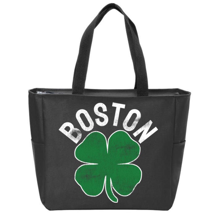 Shamrock Massachusetts Boston ST PATRICKS DAY Irish Green Zip Tote Bag