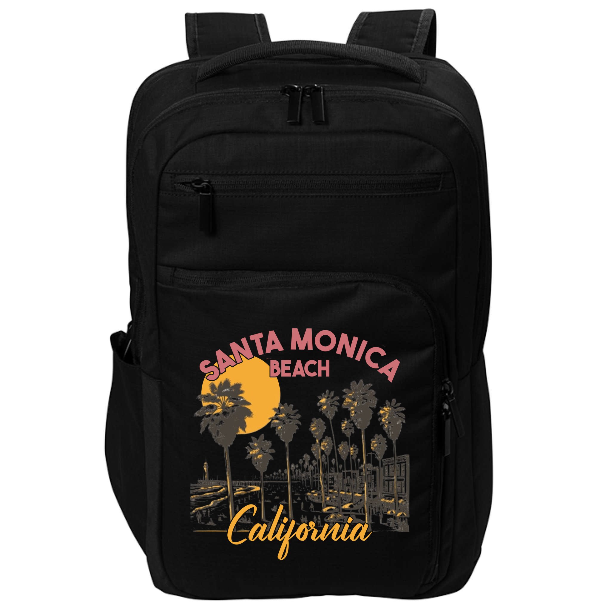 Santa Monica Beach California Summer Sunset Retro Impact Tech Backpack
