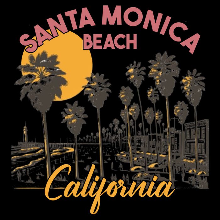 Santa Monica Beach California Summer Sunset Retro Impact Tech Backpack
