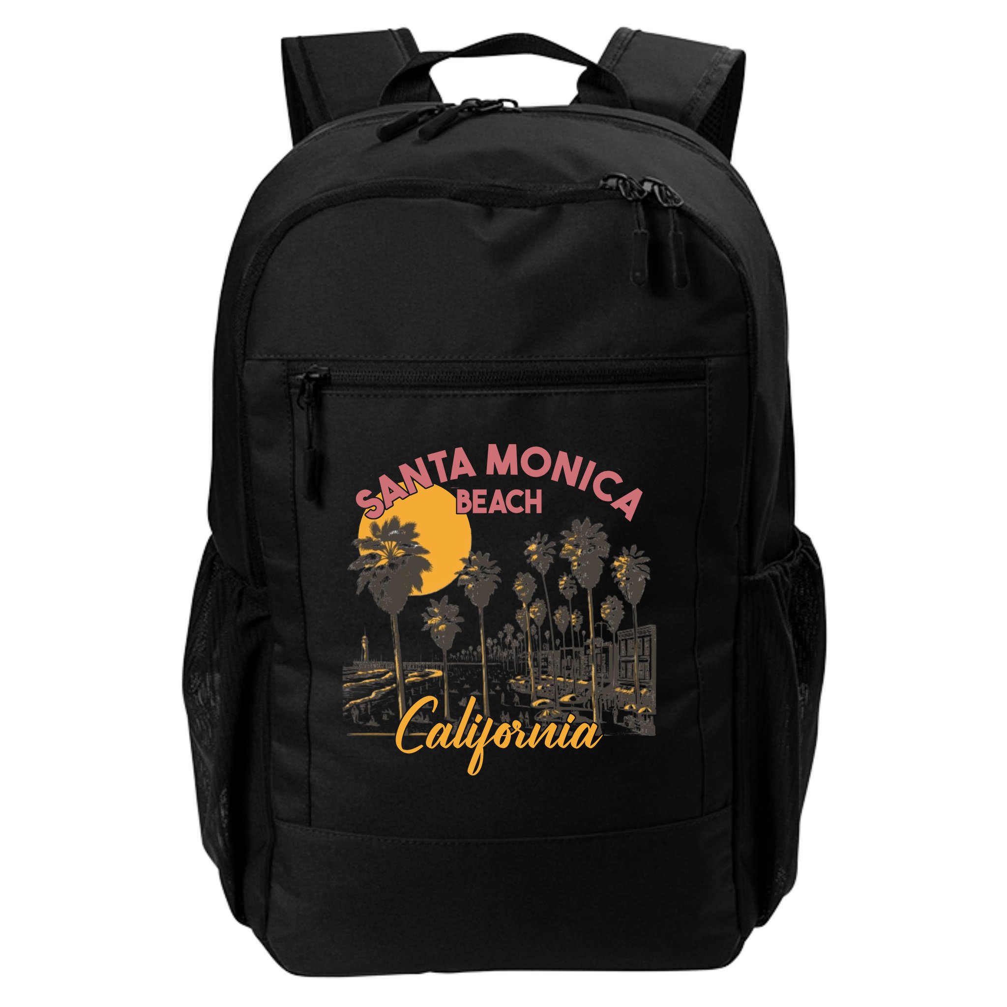 Santa Monica Beach California Summer Sunset Retro Backpack