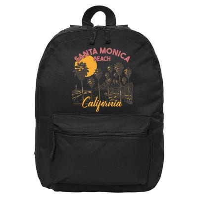 Santa Monica Beach California Summer Sunset Retro 16 in Basic Backpack