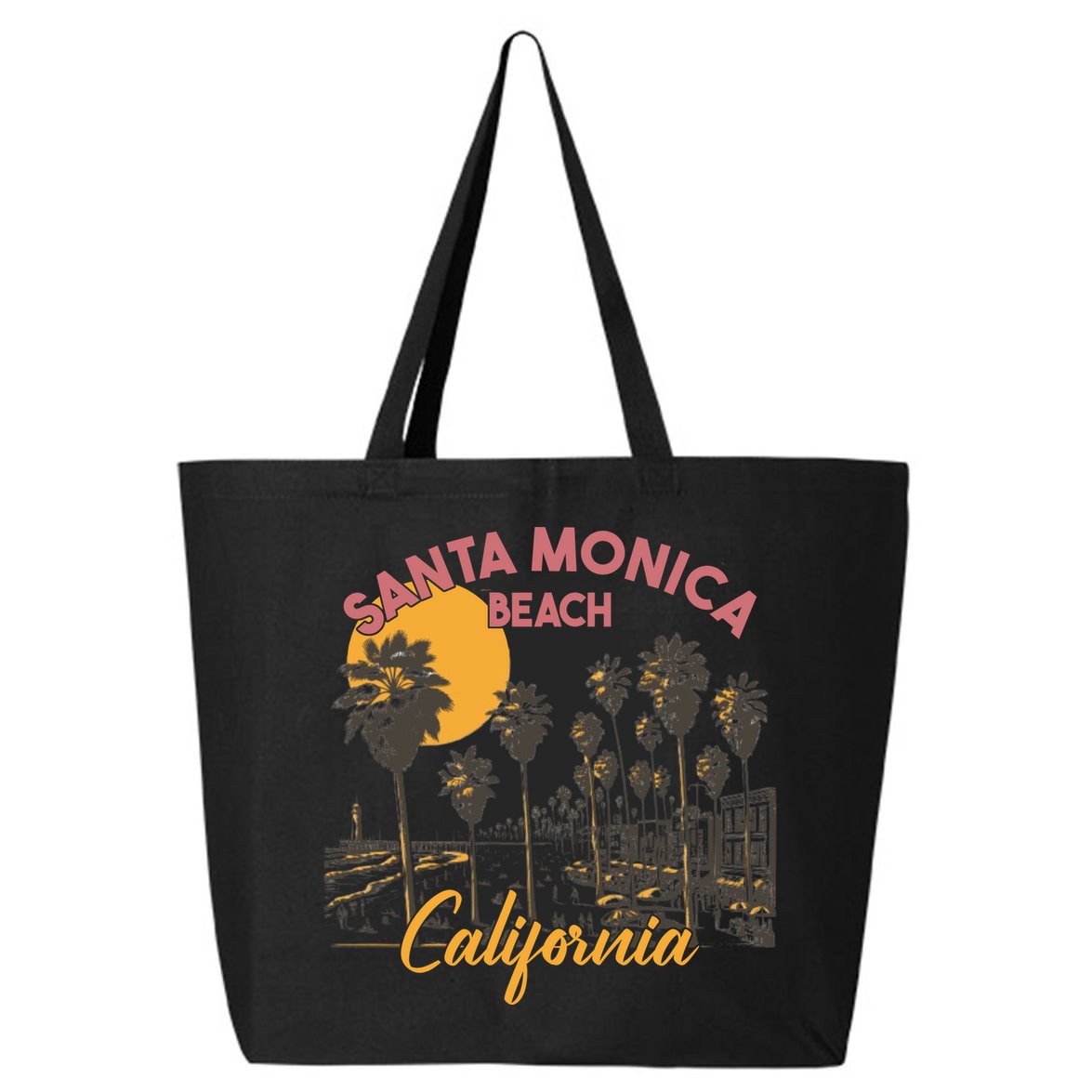 Santa Monica Beach California Summer Sunset Retro 25L Jumbo Tote