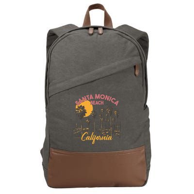 Santa Monica Beach California Summer Sunset Retro Cotton Canvas Backpack