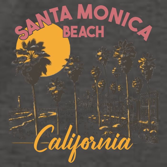 Santa Monica Beach California Summer Sunset Retro Vector Backpack
