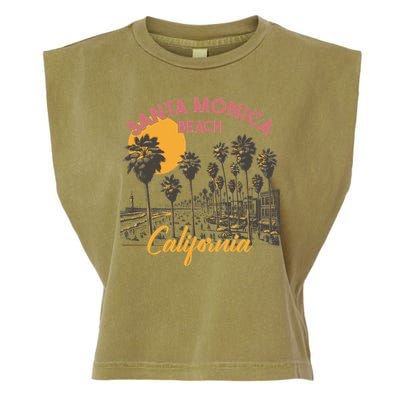 Santa Monica Beach California Summer Sunset Retro Garment-Dyed Women's Muscle Tee
