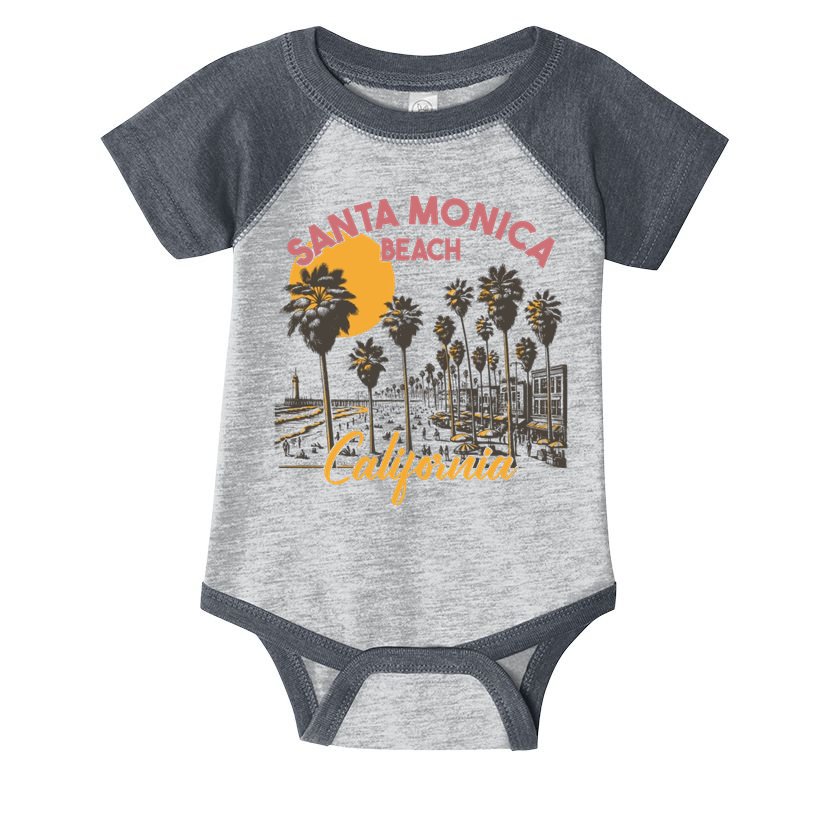 Santa Monica Beach California Summer Sunset Retro Infant Baby Jersey Bodysuit