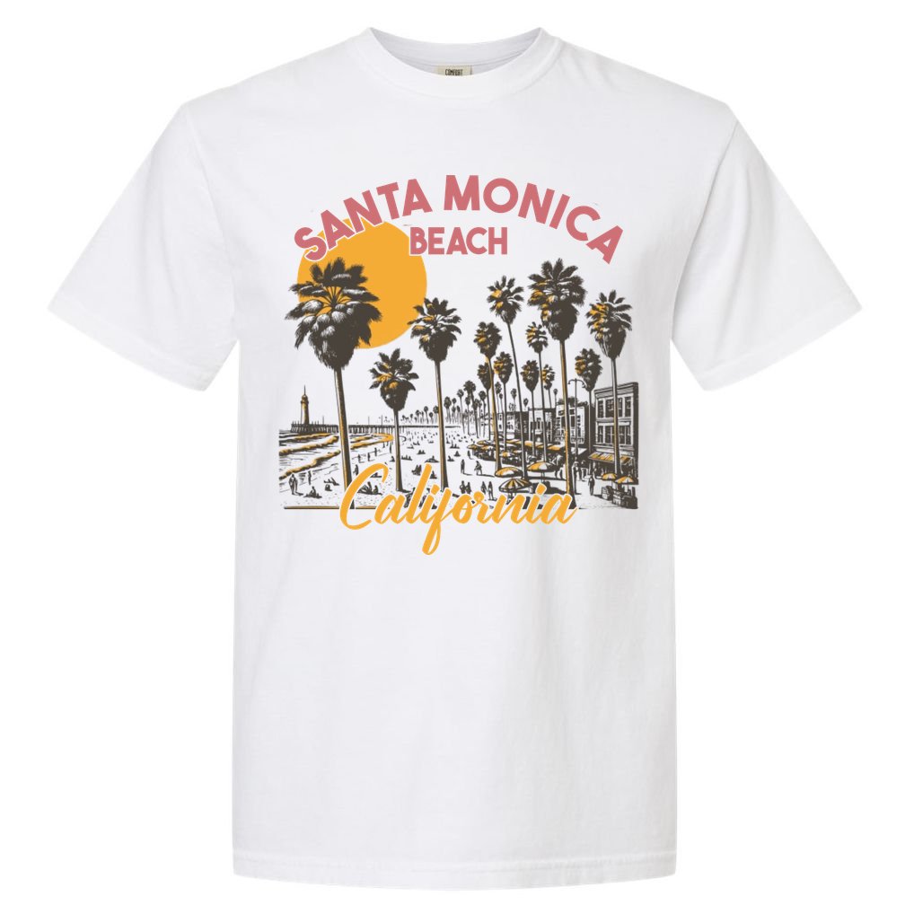 Santa Monica Beach California Summer Sunset Retro Comfort Colors T-Shirt