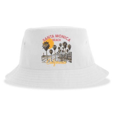Santa Monica Beach California Summer Sunset Retro Sustainable Bucket Hat