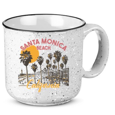 Santa Monica Beach California Summer Sunset Retro 15oz Campfire Ceramic Mug