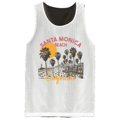 Santa Monica Beach California Summer Sunset Retro Mesh Reversible Basketball Jersey Tank