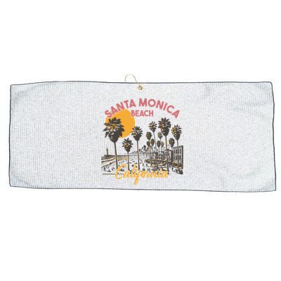 Santa Monica Beach California Summer Sunset Retro Large Microfiber Waffle Golf Towel