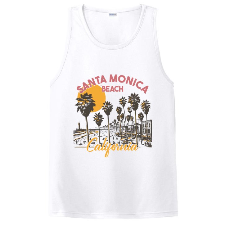 Santa Monica Beach California Summer Sunset Retro PosiCharge Competitor Tank