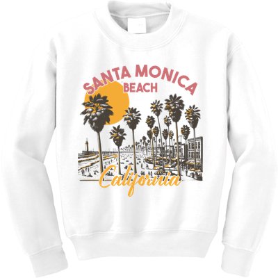 Santa Monica Beach California Summer Sunset Retro Kids Sweatshirt