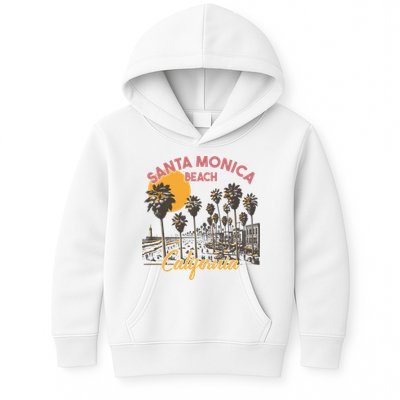 Santa Monica Beach California Summer Sunset Retro Kids Hoodie