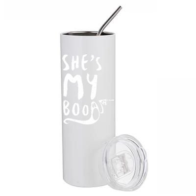 Shes My Boo Matching Couples Halloween Party Funny Gift Stainless Steel Tumbler