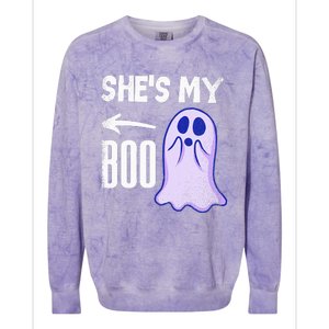 Shes My Boo Cute Ghost Matching Couple Halloween Costume Colorblast Crewneck Sweatshirt