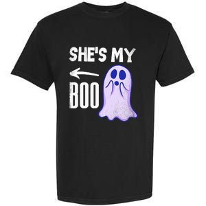 Shes My Boo Cute Ghost Matching Couple Halloween Costume Garment-Dyed Heavyweight T-Shirt