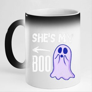 Shes My Boo Cute Ghost Matching Couple Halloween Costume 11oz Black Color Changing Mug