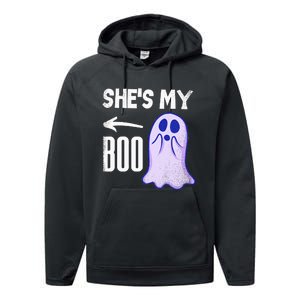 Shes My Boo Cute Ghost Matching Couple Halloween Costume Performance Fleece Hoodie