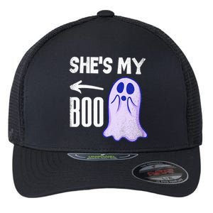 Shes My Boo Cute Ghost Matching Couple Halloween Costume Flexfit Unipanel Trucker Cap