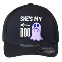 Shes My Boo Cute Ghost Matching Couple Halloween Costume Flexfit Unipanel Trucker Cap