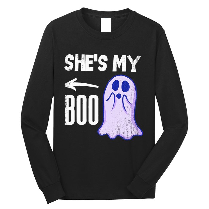 Shes My Boo Cute Ghost Matching Couple Halloween Costume Long Sleeve Shirt