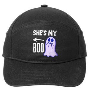 Shes My Boo Cute Ghost Matching Couple Halloween Costume 7-Panel Snapback Hat