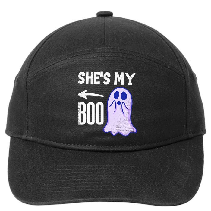 Shes My Boo Cute Ghost Matching Couple Halloween Costume 7-Panel Snapback Hat