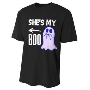 Shes My Boo Cute Ghost Matching Couple Halloween Costume Performance Sprint T-Shirt