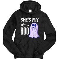 Shes My Boo Cute Ghost Matching Couple Halloween Costume Tie Dye Hoodie