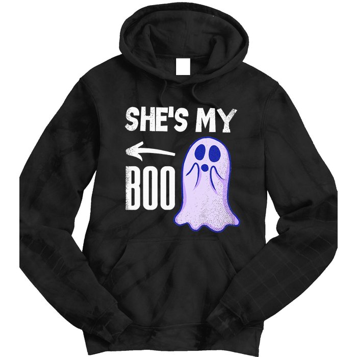 Shes My Boo Cute Ghost Matching Couple Halloween Costume Tie Dye Hoodie