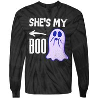 Shes My Boo Cute Ghost Matching Couple Halloween Costume Tie-Dye Long Sleeve Shirt