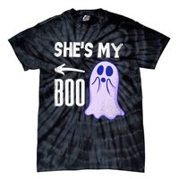 Shes My Boo Cute Ghost Matching Couple Halloween Costume Tie-Dye T-Shirt