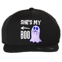 Shes My Boo Cute Ghost Matching Couple Halloween Costume Wool Snapback Cap