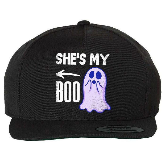 Shes My Boo Cute Ghost Matching Couple Halloween Costume Wool Snapback Cap