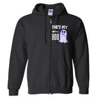 Shes My Boo Cute Ghost Matching Couple Halloween Costume Full Zip Hoodie