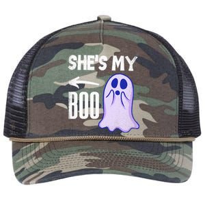 Shes My Boo Cute Ghost Matching Couple Halloween Costume Retro Rope Trucker Hat Cap