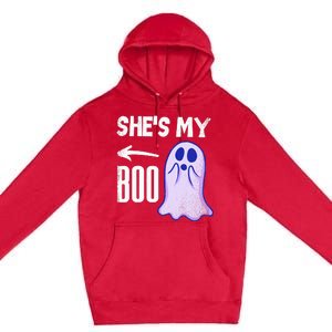 Shes My Boo Cute Ghost Matching Couple Halloween Costume Premium Pullover Hoodie