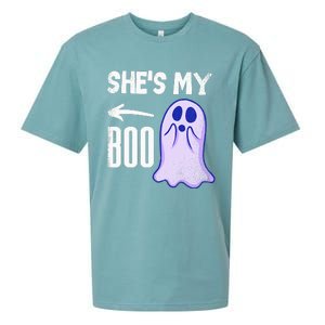 Shes My Boo Cute Ghost Matching Couple Halloween Costume Sueded Cloud Jersey T-Shirt