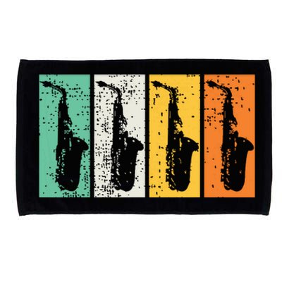 Saxophone Marching Band Sax Retro Vintage Jazz Music Microfiber Hand Towel