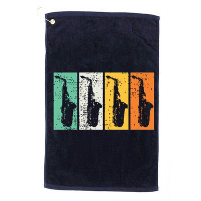 Saxophone Marching Band Sax Retro Vintage Jazz Music Platinum Collection Golf Towel