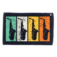 Saxophone Marching Band Sax Retro Vintage Jazz Music Grommeted Golf Towel