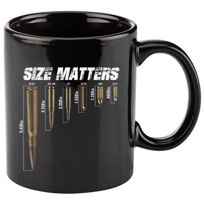 Size Matter Bullet Measure Up 11oz C Handle Ceramic Mug