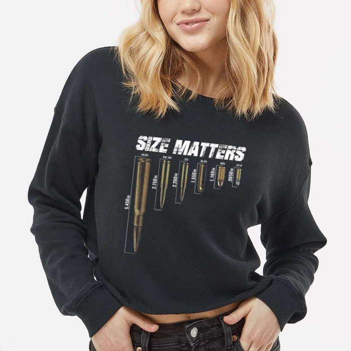 Size Matter Bullet Measure Up Cropped Pullover Crew